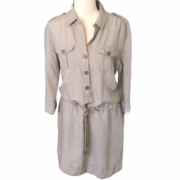 Calvin Klein Dresses & Skirts - 3/$25 Calvin Klein | khaki tie waist shirt dress